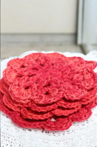 [CHG-001] Hand Crafted Flower Coasters (Pack of 4)
